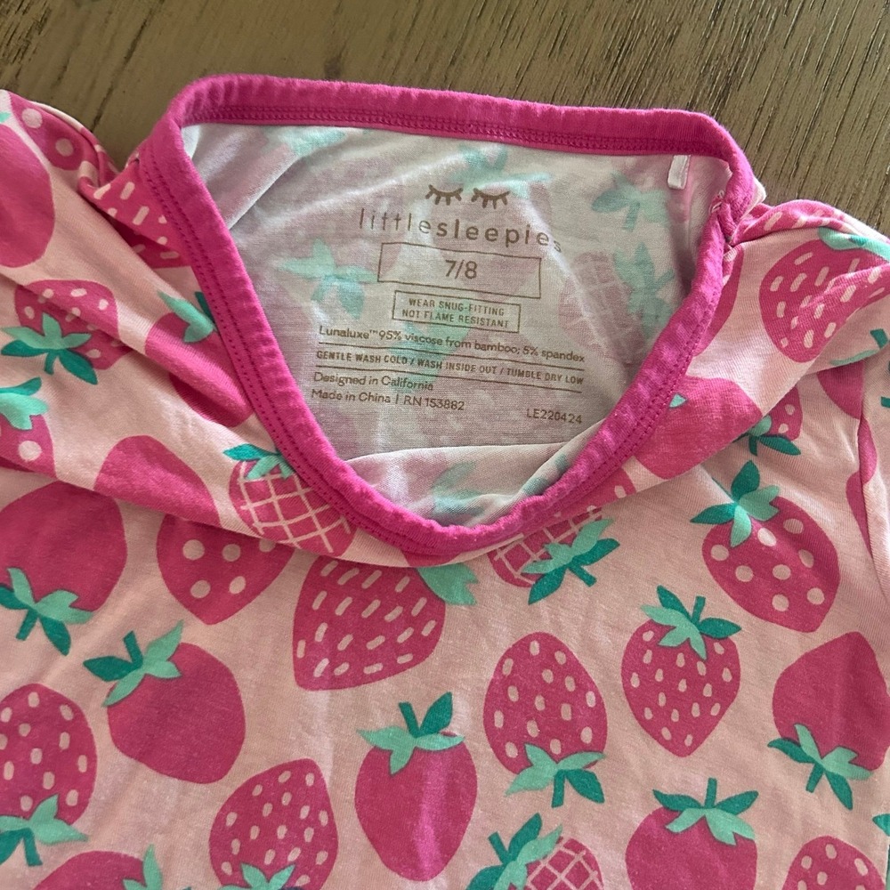 Little Sleepies Water Print Pink Pajamas Short Sleeves & Shorts Girls 7/8 - Picture 3 of 5
